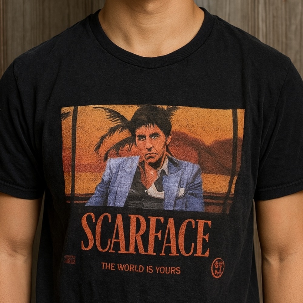Scarface Graphic T-Shirt Mens Small Black Excellent